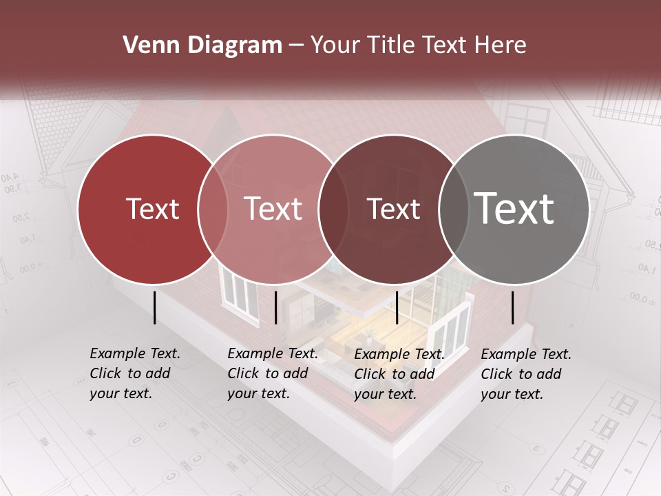A House On Top Of A Blueprint With A Red Roof PowerPoint Template