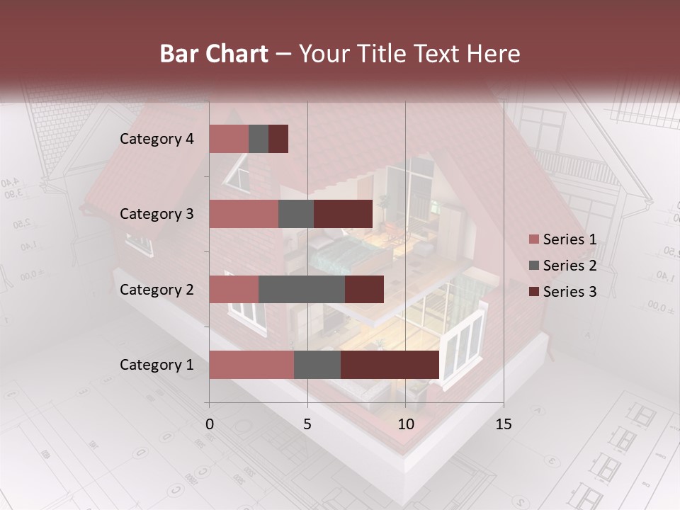 A House On Top Of A Blueprint With A Red Roof PowerPoint Template