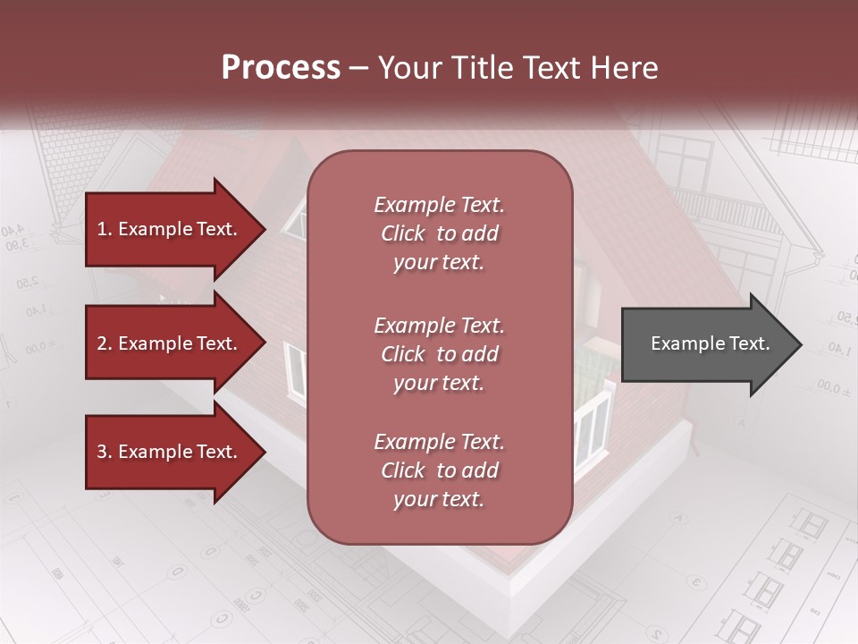 A House On Top Of A Blueprint With A Red Roof PowerPoint Template