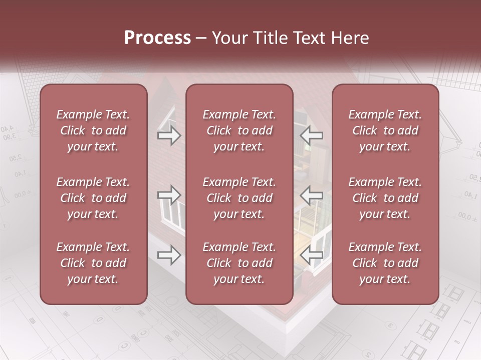 A House On Top Of A Blueprint With A Red Roof PowerPoint Template