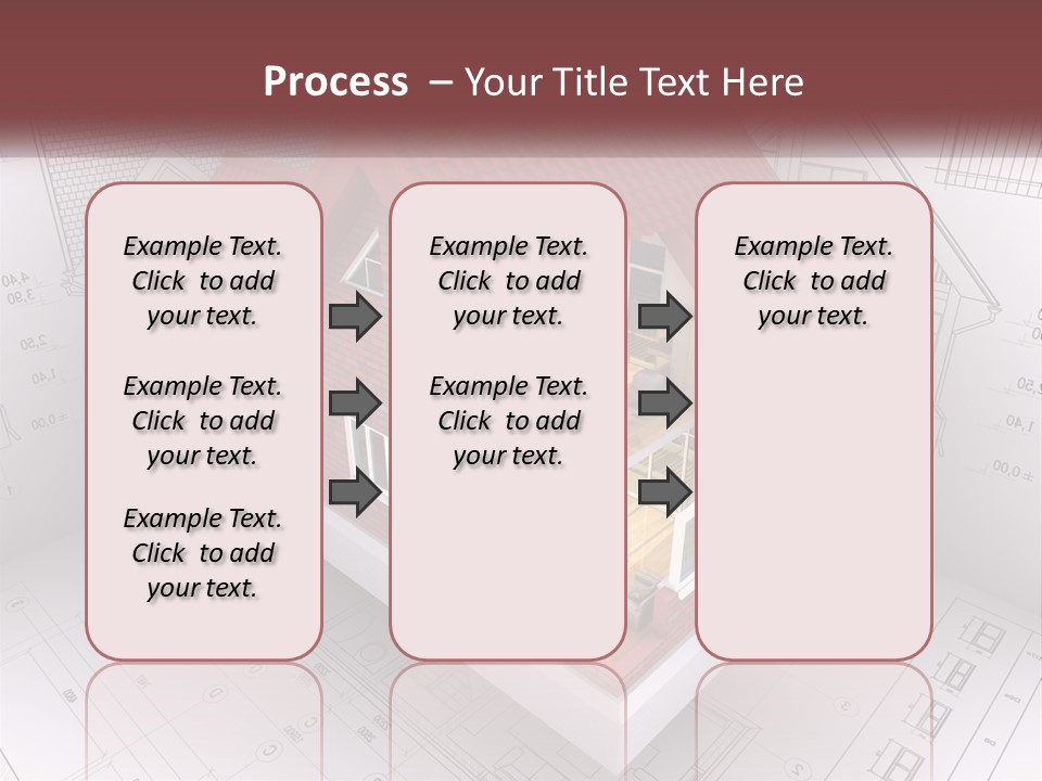A House On Top Of A Blueprint With A Red Roof PowerPoint Template