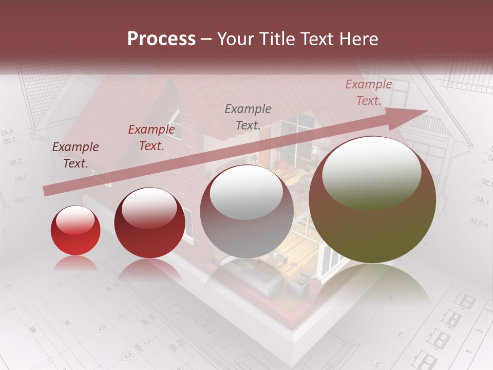 A House On Top Of A Blueprint With A Red Roof PowerPoint Template