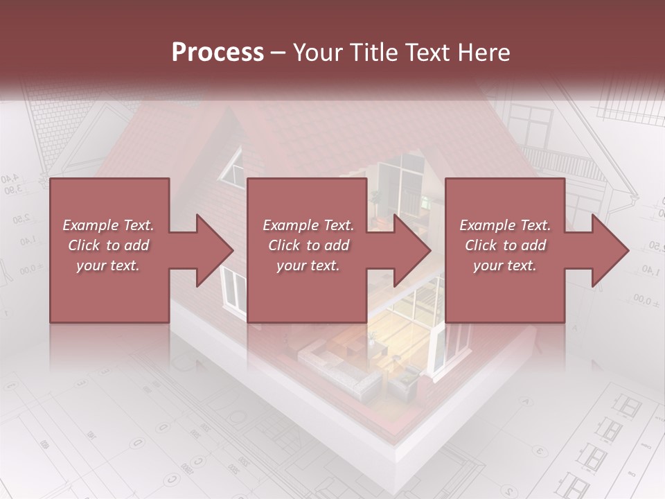 A House On Top Of A Blueprint With A Red Roof PowerPoint Template