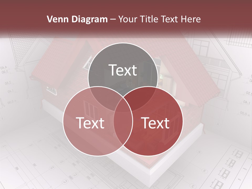 A House On Top Of A Blueprint With A Red Roof PowerPoint Template