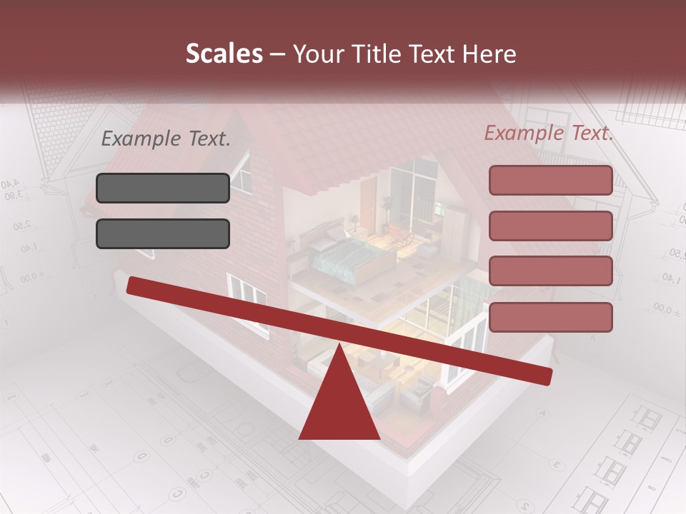A House On Top Of A Blueprint With A Red Roof PowerPoint Template