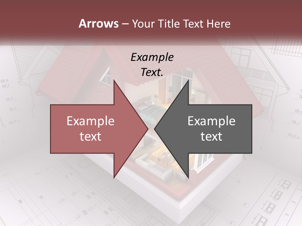 A House On Top Of A Blueprint With A Red Roof PowerPoint Template