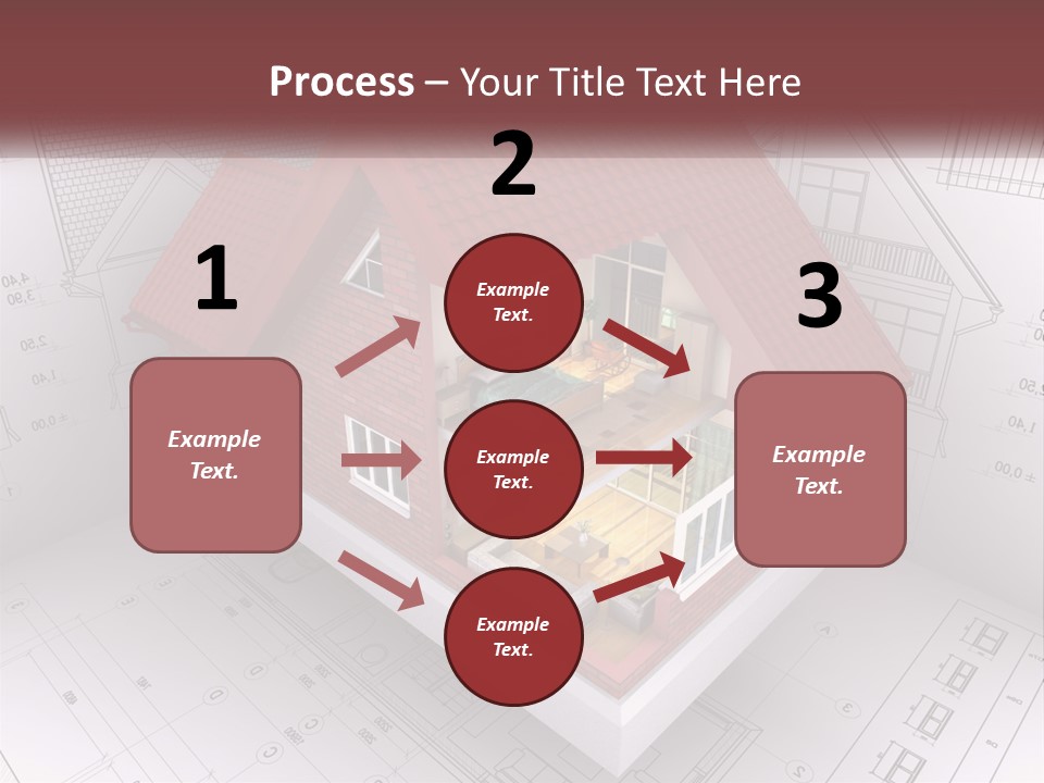 A House On Top Of A Blueprint With A Red Roof PowerPoint Template