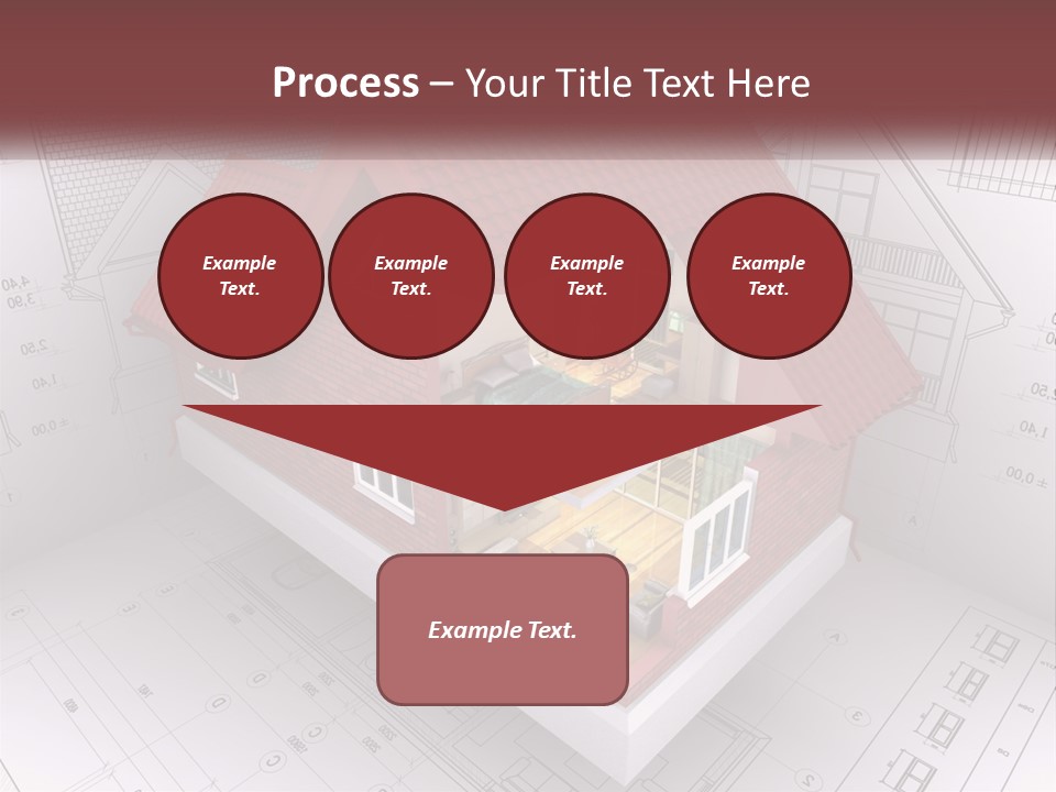 A House On Top Of A Blueprint With A Red Roof PowerPoint Template