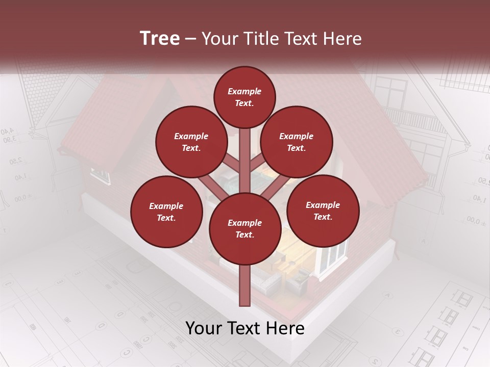 A House On Top Of A Blueprint With A Red Roof PowerPoint Template