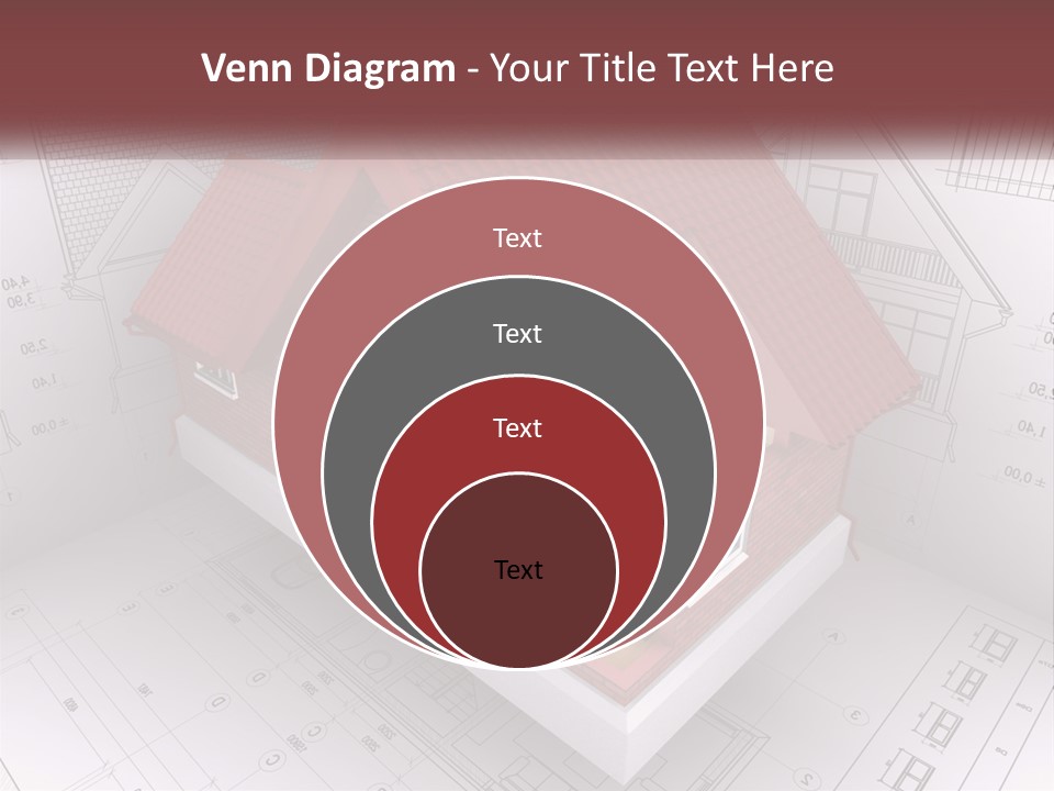 A House On Top Of A Blueprint With A Red Roof PowerPoint Template