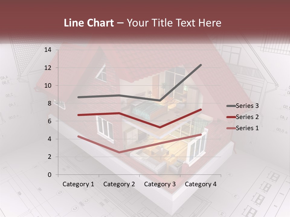 A House On Top Of A Blueprint With A Red Roof PowerPoint Template