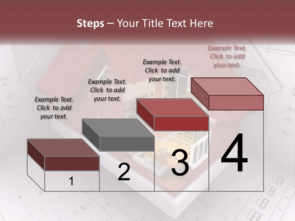 A House On Top Of A Blueprint With A Red Roof PowerPoint Template