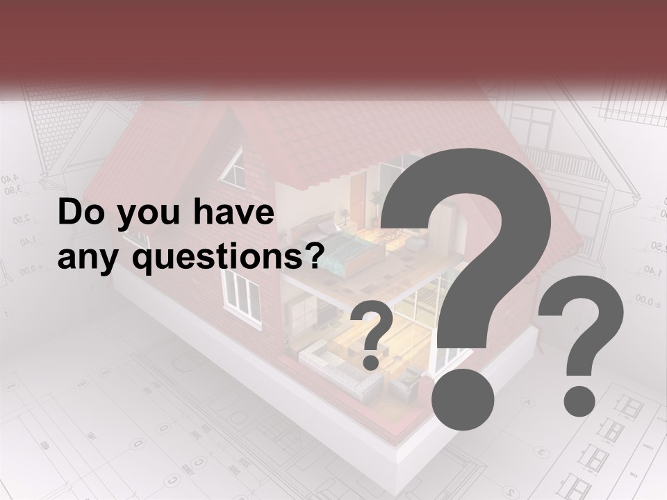 A House On Top Of A Blueprint With A Red Roof PowerPoint Template