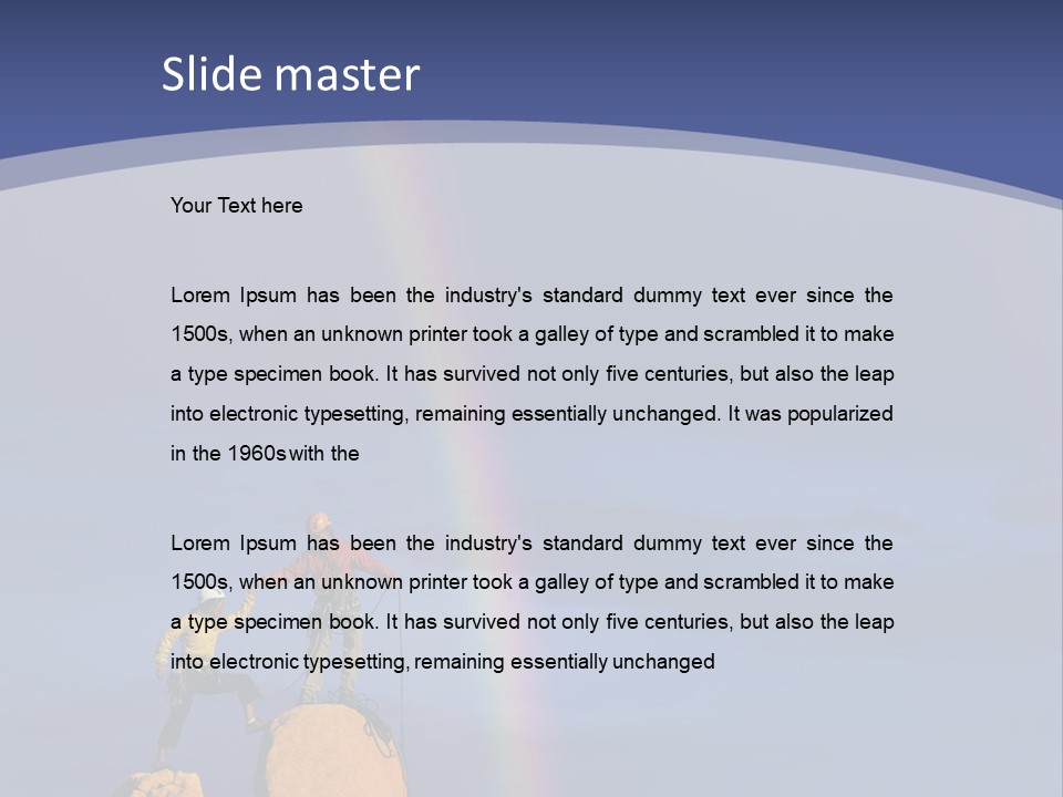 A Man Standing On A Rock With A Rainbow In The Background PowerPoint Template