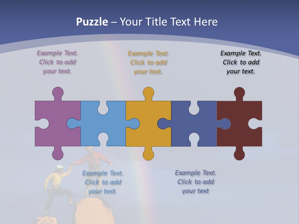 A Man Standing On A Rock With A Rainbow In The Background PowerPoint Template