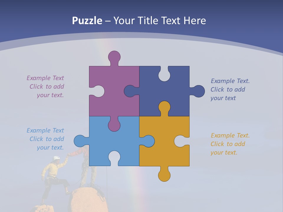 A Man Standing On A Rock With A Rainbow In The Background PowerPoint Template