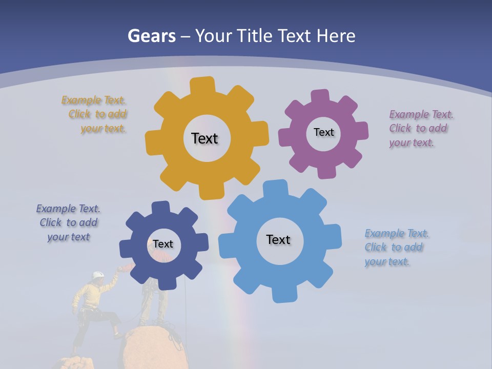 A Man Standing On A Rock With A Rainbow In The Background PowerPoint Template