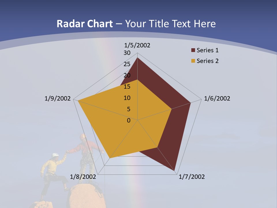 A Man Standing On A Rock With A Rainbow In The Background PowerPoint Template