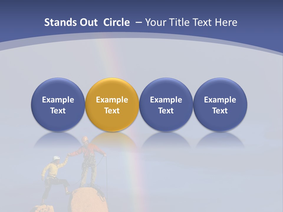 A Man Standing On A Rock With A Rainbow In The Background PowerPoint Template