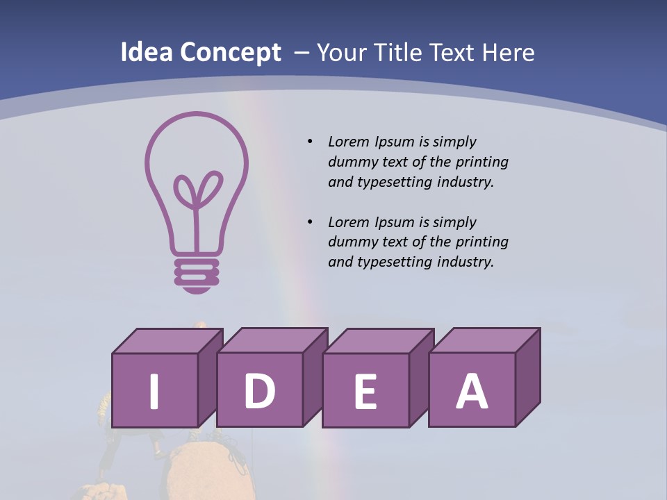 A Man Standing On A Rock With A Rainbow In The Background PowerPoint Template