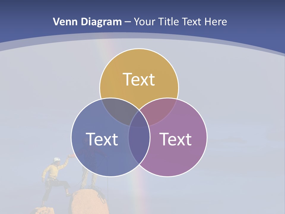 A Man Standing On A Rock With A Rainbow In The Background PowerPoint Template