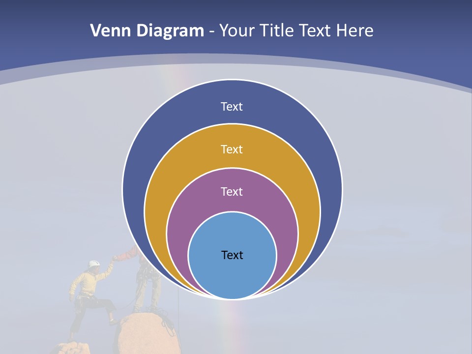 A Man Standing On A Rock With A Rainbow In The Background PowerPoint Template