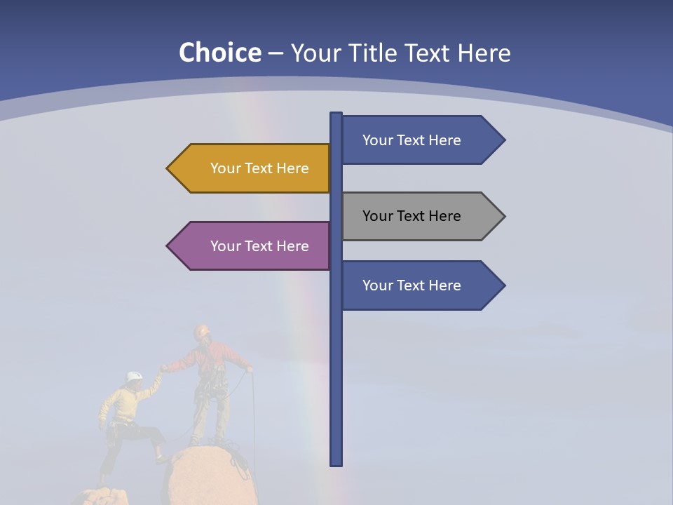 A Man Standing On A Rock With A Rainbow In The Background PowerPoint Template