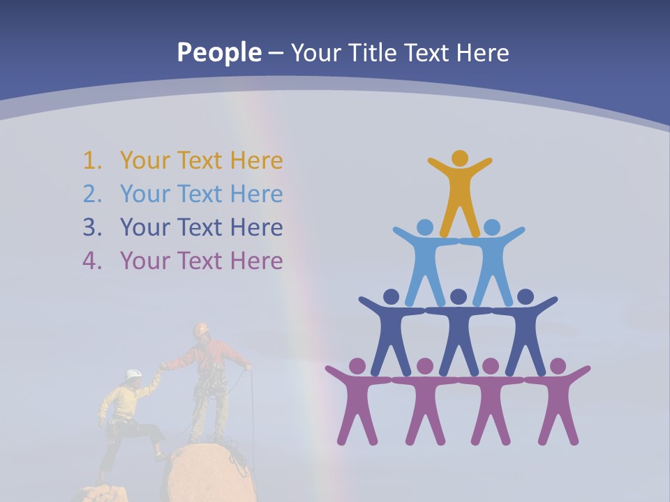 A Man Standing On A Rock With A Rainbow In The Background PowerPoint Template