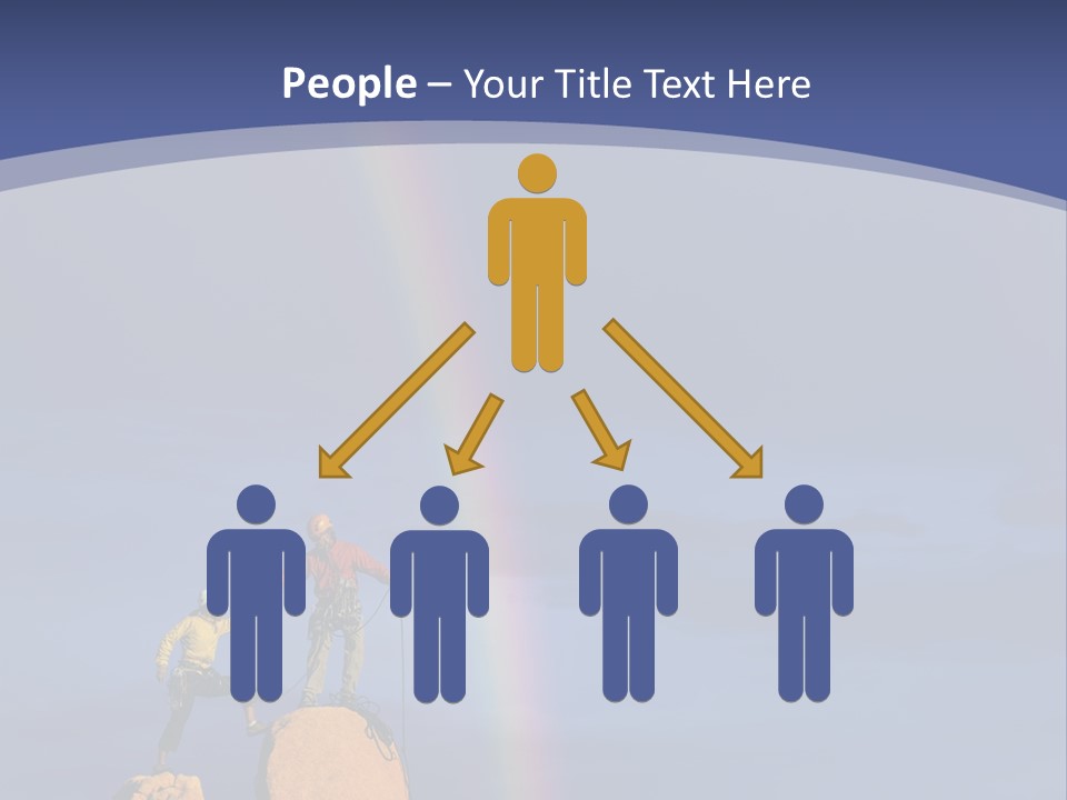 A Man Standing On A Rock With A Rainbow In The Background PowerPoint Template