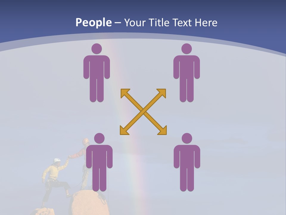 A Man Standing On A Rock With A Rainbow In The Background PowerPoint Template