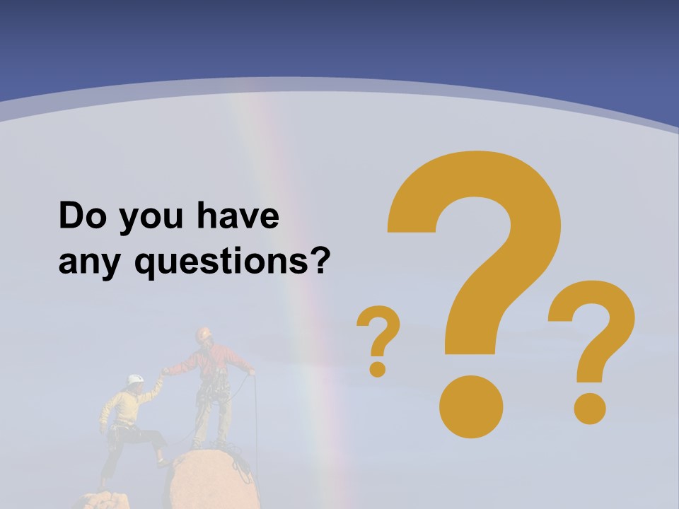 A Man Standing On A Rock With A Rainbow In The Background PowerPoint Template