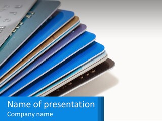 A Bunch Of Credit Cards Stacked On Top Of Each Other PowerPoint Template