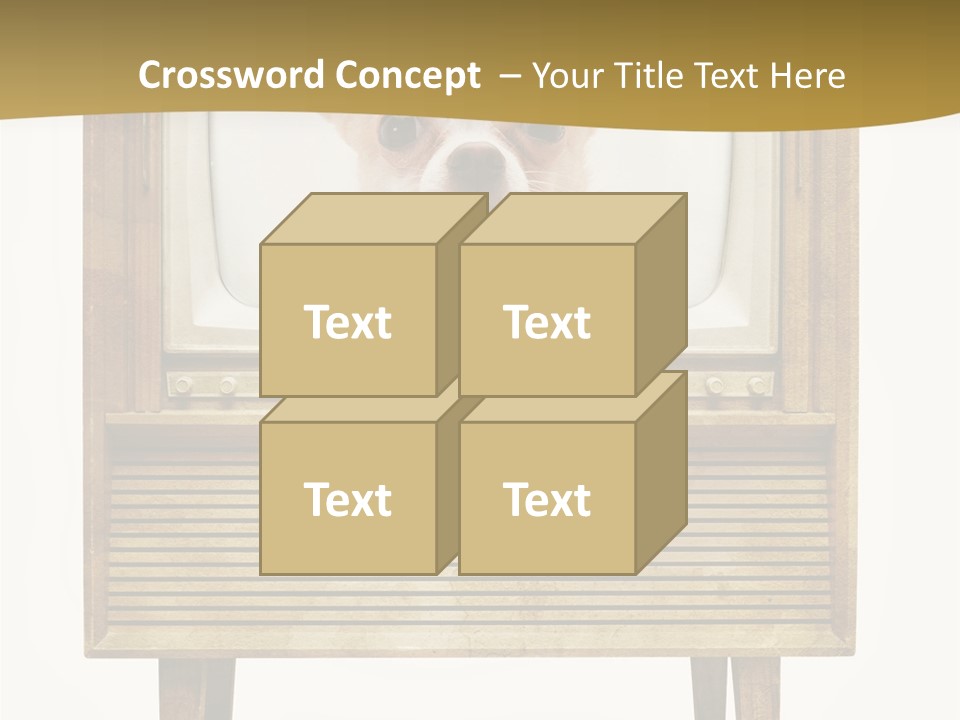 A Small Dog Sitting On Top Of An Old Tv PowerPoint Template