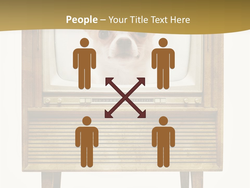 A Small Dog Sitting On Top Of An Old Tv PowerPoint Template