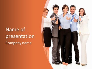 A Group Of Business People Giving Thumbs Up PowerPoint Template