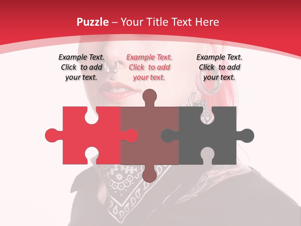 A Woman With Red Hair Is Wearing A Black Shirt PowerPoint Template