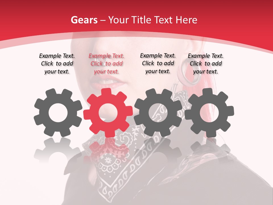 A Woman With Red Hair Is Wearing A Black Shirt PowerPoint Template