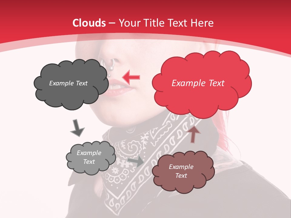 A Woman With Red Hair Is Wearing A Black Shirt PowerPoint Template