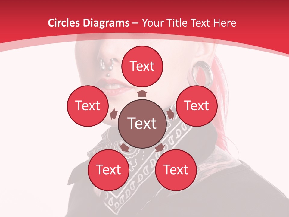 A Woman With Red Hair Is Wearing A Black Shirt PowerPoint Template