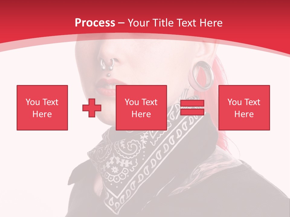 A Woman With Red Hair Is Wearing A Black Shirt PowerPoint Template