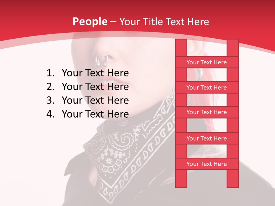 A Woman With Red Hair Is Wearing A Black Shirt PowerPoint Template