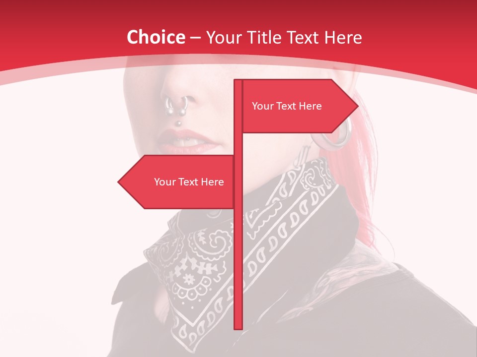 A Woman With Red Hair Is Wearing A Black Shirt PowerPoint Template