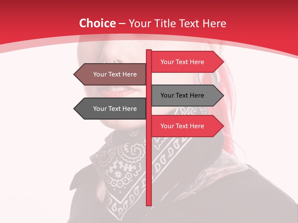 A Woman With Red Hair Is Wearing A Black Shirt PowerPoint Template