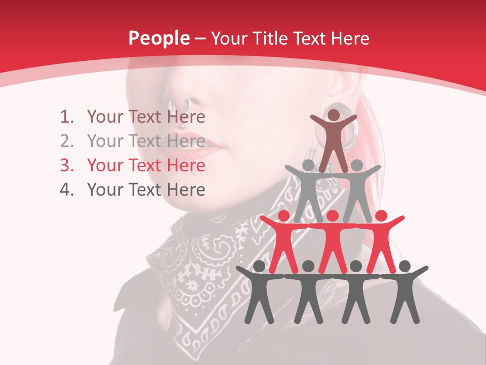 A Woman With Red Hair Is Wearing A Black Shirt PowerPoint Template