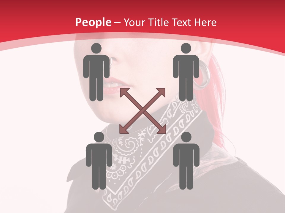 A Woman With Red Hair Is Wearing A Black Shirt PowerPoint Template