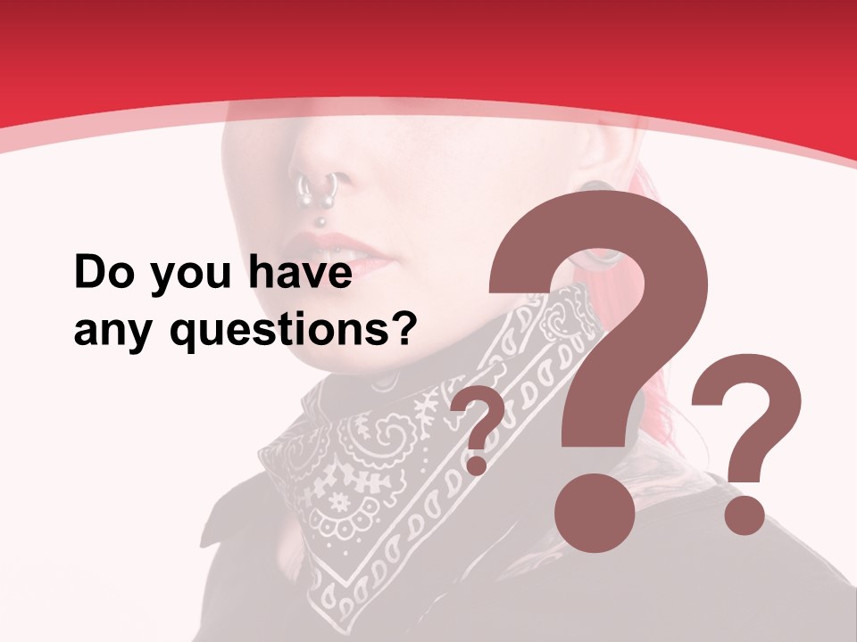 A Woman With Red Hair Is Wearing A Black Shirt PowerPoint Template