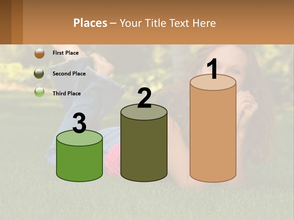 A Beautiful Woman Laying On The Grass In A Park PowerPoint Template