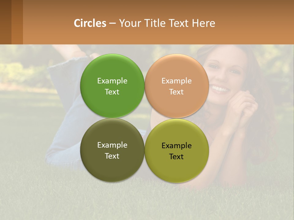 A Beautiful Woman Laying On The Grass In A Park PowerPoint Template