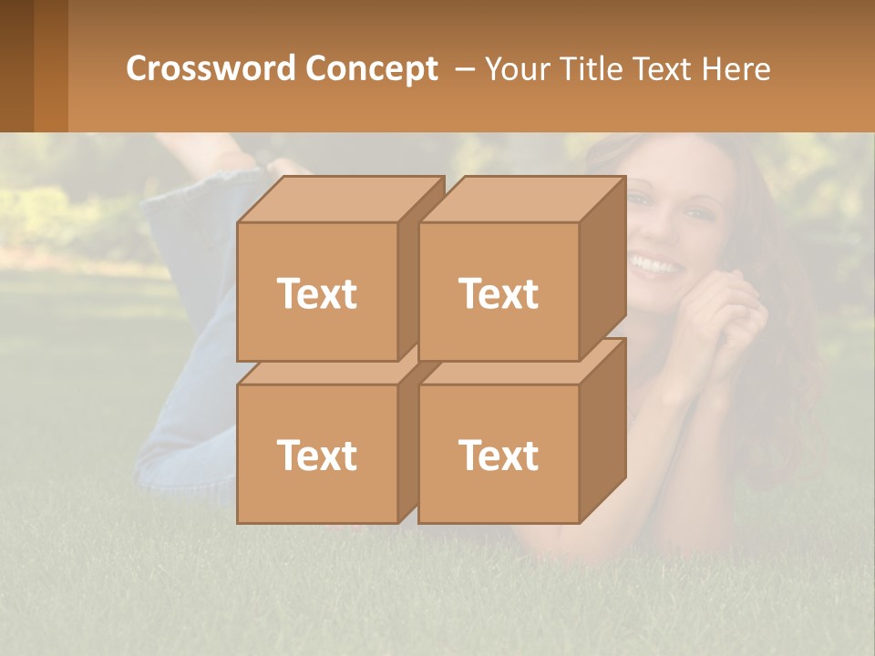 A Beautiful Woman Laying On The Grass In A Park PowerPoint Template