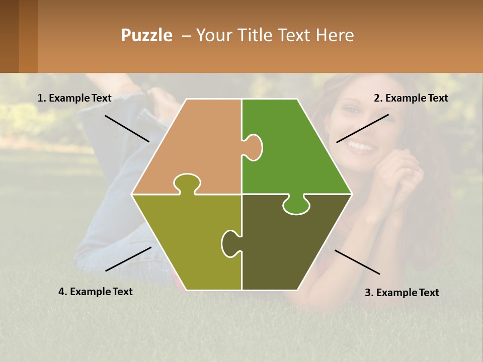 A Beautiful Woman Laying On The Grass In A Park PowerPoint Template